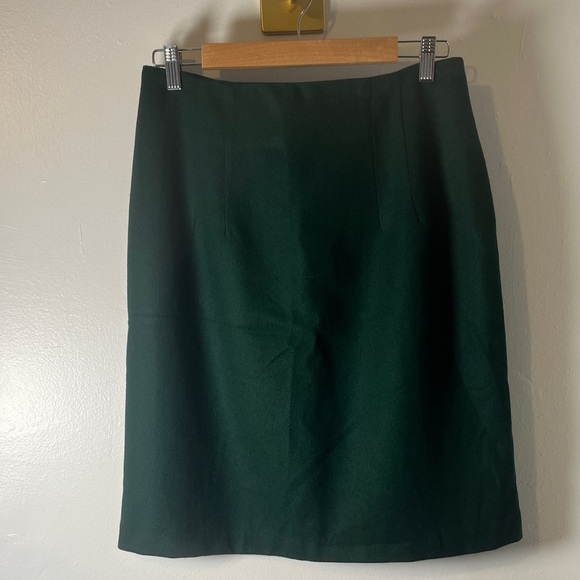 Savannah Vintage 100% Wool Lined Emerald Green Zip Pencil Skirt Sz 12 - Picture 1 of 9